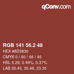 カラーコード: RGB 141 56.2 48 | qconv.com