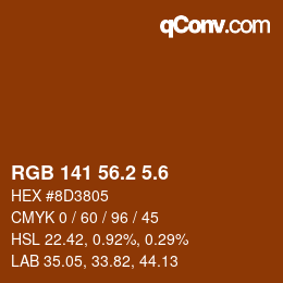 カラーコード: RGB 141 56.2 5.6 | qconv.com