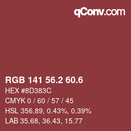 カラーコード: RGB 141 56.2 60.6 | qconv.com