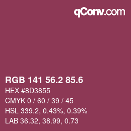 カラーコード: RGB 141 56.2 85.6 | qconv.com