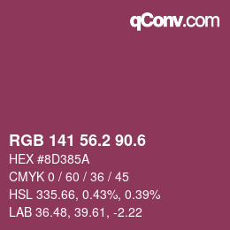 カラーコード: RGB 141 56.2 90.6 | qconv.com