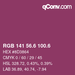 カラーコード: RGB 141 56.6 100.6 | qconv.com