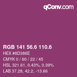 カラーコード: RGB 141 56.6 110.6 | qconv.com
