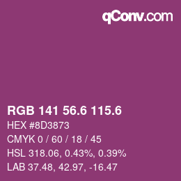 カラーコード: RGB 141 56.6 115.6 | qconv.com