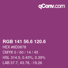 カラーコード: RGB 141 56.6 120.6 | qconv.com