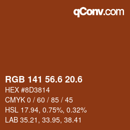 カラーコード: RGB 141 56.6 20.6 | qconv.com