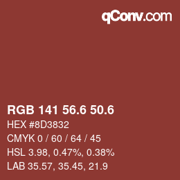 カラーコード: RGB 141 56.6 50.6 | qconv.com