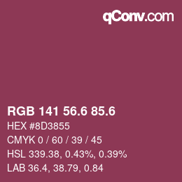カラーコード: RGB 141 56.6 85.6 | qconv.com