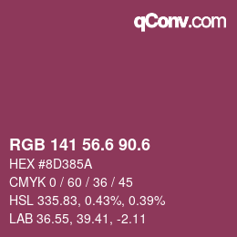 カラーコード: RGB 141 56.6 90.6 | qconv.com