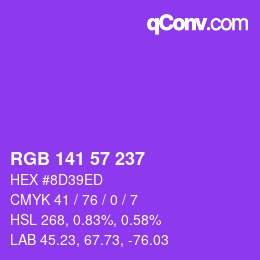 Color code: RGB 141 57 237 | qconv.com