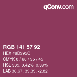 Color code: RGB 141 57 92 | qconv.com