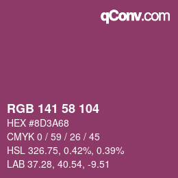 Color code: RGB 141 58 104 | qconv.com
