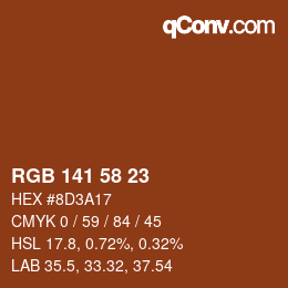Color code: RGB 141 58 23 | qconv.com