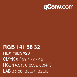 Color code: RGB 141 58 32 | qconv.com