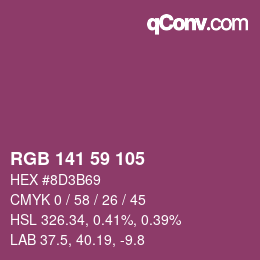Color code: RGB 141 59 105 | qconv.com