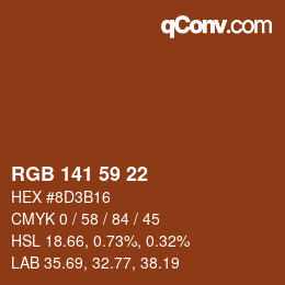 Color code: RGB 141 59 22 | qconv.com