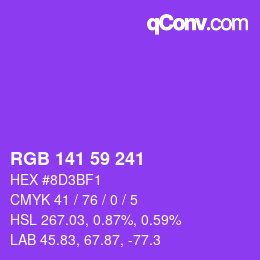 Color code: RGB 141 59 241 | qconv.com