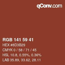 Código de color: RGB 141 59 41 | qconv.com