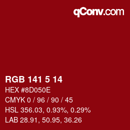 カラーコード: RGB 141 5 14 | qconv.com