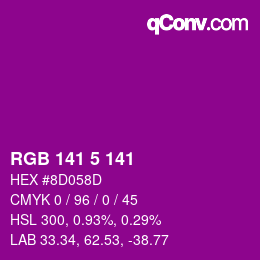 Color code: RGB 141 5 141 | qconv.com