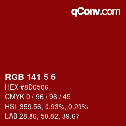 Color code: RGB 141 5 6 | qconv.com