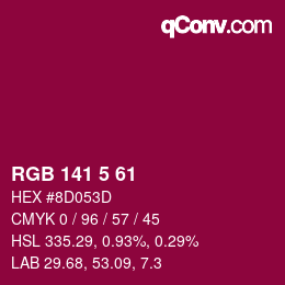 Color code: RGB 141 5 61 | qconv.com