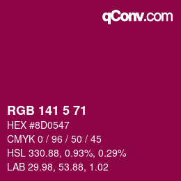 Color code: RGB 141 5 71 | qconv.com