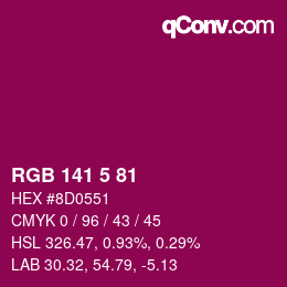 Color code: RGB 141 5 81 | qconv.com