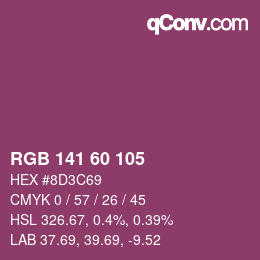 Color code: RGB 141 60 105 | qconv.com