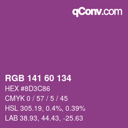 カラーコード: RGB 141 60 134 | qconv.com