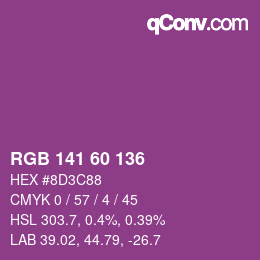 颜色代码: RGB 141 60 136 | qconv.com