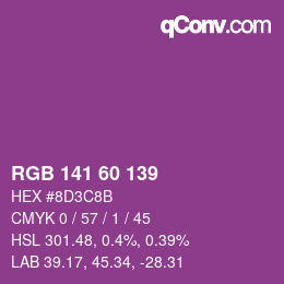 颜色代码: RGB 141 60 139 | qconv.com
