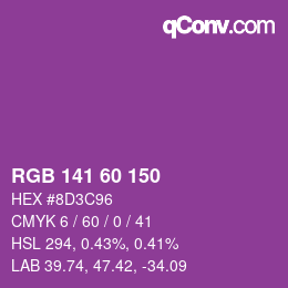 颜色代码: RGB 141 60 150 | qconv.com