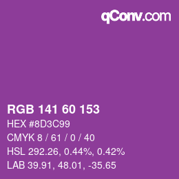 カラーコード: RGB 141 60 153 | qconv.com
