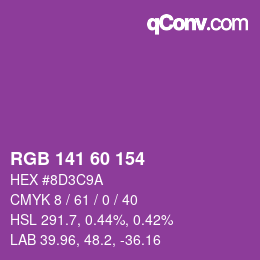 颜色代码: RGB 141 60 154 | qconv.com
