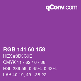 Color code: RGB 141 60 158 | qconv.com