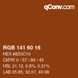 カラーコード: RGB 141 60 16 | qconv.com