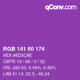 カラーコード: RGB 141 60 174 | qconv.com