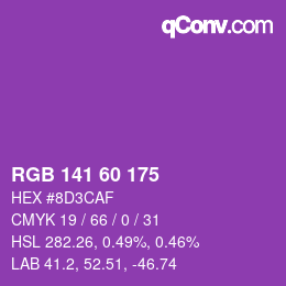 カラーコード: RGB 141 60 175 | qconv.com