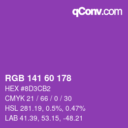 Color code: RGB 141 60 178 | qconv.com