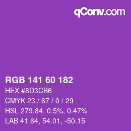 Color code: RGB 141 60 182 | qconv.com