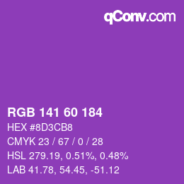 Color code: RGB 141 60 184 | qconv.com