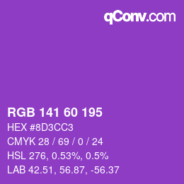 颜色代码: RGB 141 60 195 | qconv.com