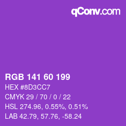 カラーコード: RGB 141 60 199 | qconv.com