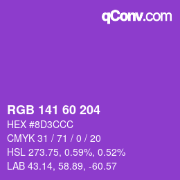カラーコード: RGB 141 60 204 | qconv.com