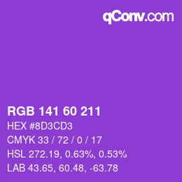 颜色代码: RGB 141 60 211 | qconv.com