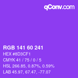 カラーコード: RGB 141 60 241 | qconv.com