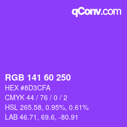カラーコード: RGB 141 60 250 | qconv.com