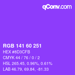 カラーコード: RGB 141 60 251 | qconv.com