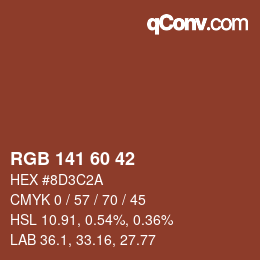 Color code: RGB 141 60 42 | qconv.com